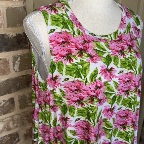 Agnes & Dora Tiered Tunic Breezy Floral Mini Dress Sleeveless Sz M - Picture 6 of 14